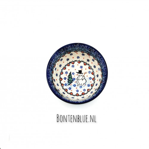 017 Bunzlau round bowl Ø 12,3 cm decor Unikat 4661X Kerst