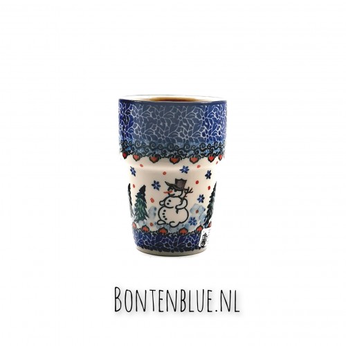071 Bunzlau Melkbeker 200 ml decor Unikat 4661X Kerst