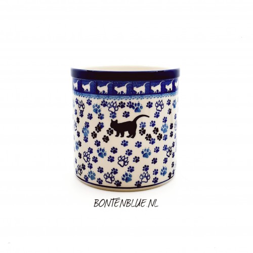 003 Bunzlau Pot L 14,5 cm decor 1771X Zwarte poes