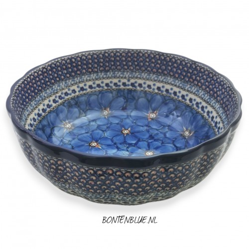 013 Bunzlau Hoge ronde schaal XL Ø 27 cm decor Unikat 408X Poppy