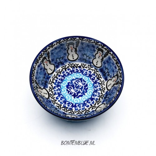 017 Bunzlau rond schaaltje Ø 12,3 cm Unikat 1634X Kerst