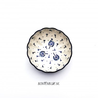 023 Bunzlau Geribbeld schaaltje XS Ø 12,0 cm decor 2550X 023 Bunzlau Geribbeld schaaltje XS Ø 12,0 cm decor 2550X