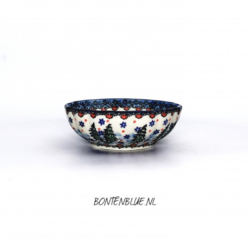 023 Bunzlau Ribbed bowl XS Ø 12,0 cm decor Unikat 4661X Kerst