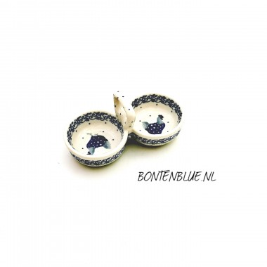 031 Bunzlau Dubbel schaaltje S decor 2597 kip 031 Bunzlau Dubbel schaaltje S decor 2597 kip