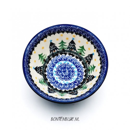 059 Bunzlau Nest schaaltje  S Ø 14,5 cm decor 1284X Kerst