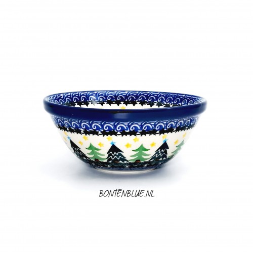 059 Bunzlau Nest schaaltje  S Ø 14,5 cm decor 1284X Kerst