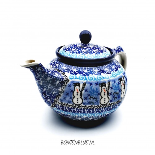 060 Bunzlau Theepot 1,2 Liter decor Unikat 1634X Kerst