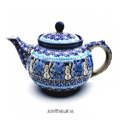 060 Bunzlau Theepot 1,2 Liter decor Unikat 1634X Kerst
