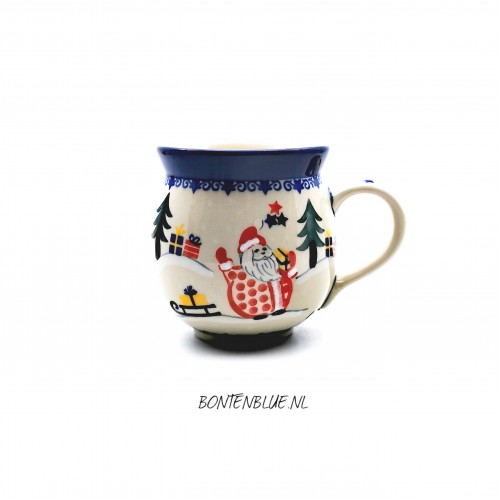 070 Bunzlau Farmers mug L 350 ml decor Unikat 5001X Kerst