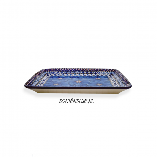 111 Bunzlau Rechthoek serveerschaal M 18 x 24 cm decor Unikat 408X