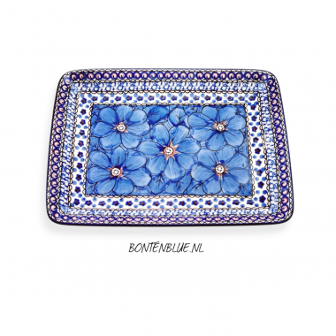 111 Bunzlau Rechthoek serveerschaal M 18 x 24 cm decor Unikat 408X