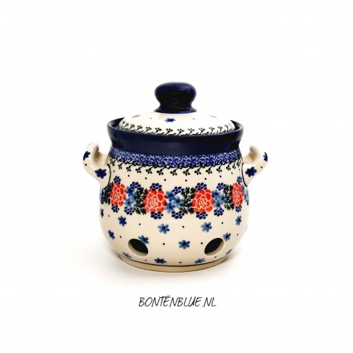 179 Bunzlau Knoflookpot 0,9 Liter decor 1528X Double Delight