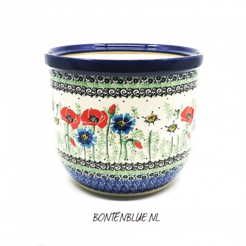192 Bunzlau Flowerpot M 17,5 cm decor Unikat 4968X