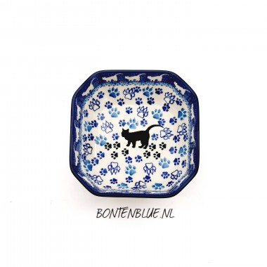 219 Bunzlau 8 Hoekig schaaltje M 350 ml decor 1771X Zwarte poes