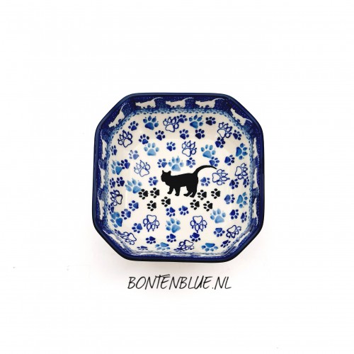 219 Bunzlau 8 Hoekig schaaltje M 350 ml decor 1771X Zwarte poes