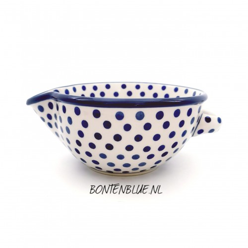 240 Bunzlau Schenk schaal L met handvat decor 61X Blue Dots