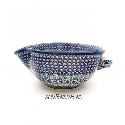 240 Bunzlau Bowl L with handle decor  Unikat 408X Poppy