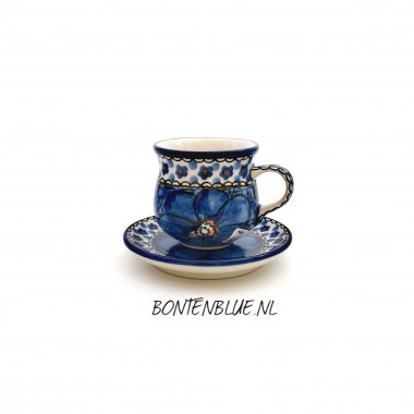 244 Bunzlau Espresso kop en schotel 90 ml decor Unikat 408X Poppy