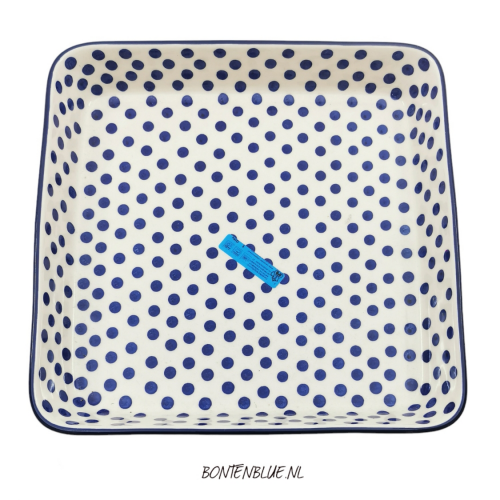 253 Bunzlau Oven dish shallow XL 2 Liter decor 61X Blue Dots
