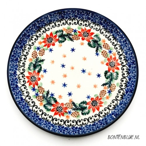 261 Bunzlau Pie dish Ø 16 cm decor unikat 3492X Kerst