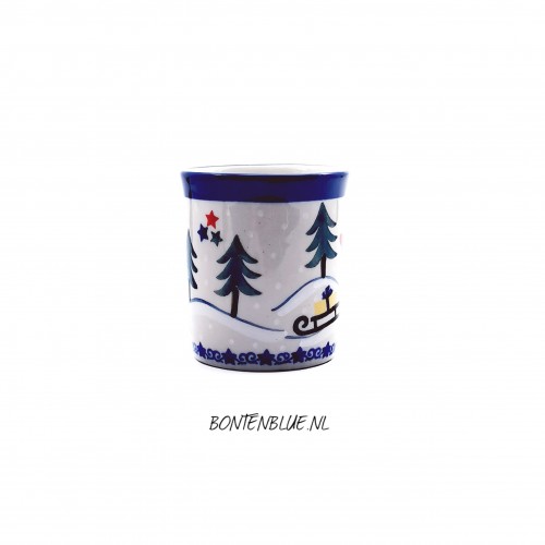 328 Bunzlau Straight mug 150 ml decor Unikat 5001X Kerst