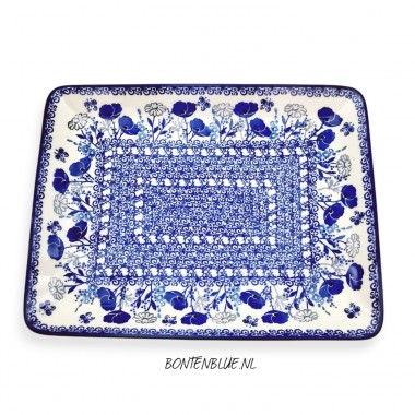 399 Bunzlau Rechthoek serveerschaal L 21,5 x 27,5 cm decor 2900X