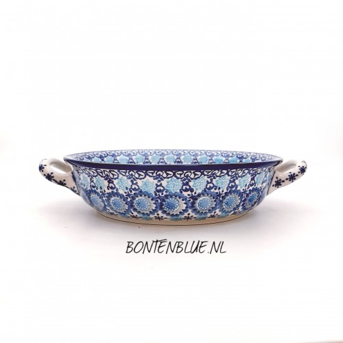 419 Bunzlau Ronde schaal met open hv S  Ø 21 cm decor 3359X