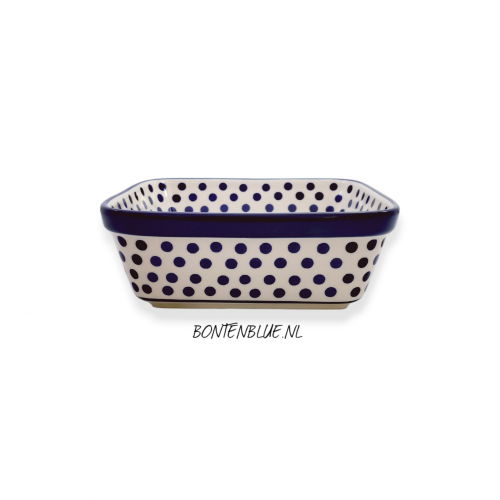 430 Bunzlau Vierkante schaal L 1,5 Liter decor 61X Blue Dots