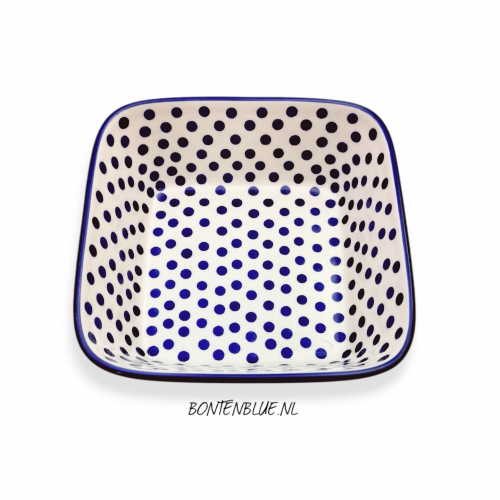 430 Bunzlau Vierkante schaal L 1,5 Liter decor 61X Blue Dots