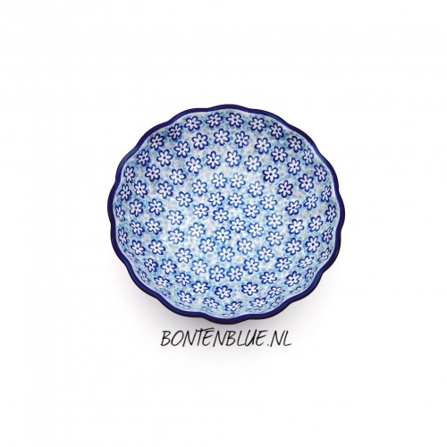448 Bunzlau Geribbeld schaal S Ø 16 cm decor 3212X