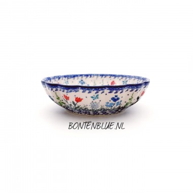 448 Bunzlau Geribbeld schaal S Ø 16 cm decor 