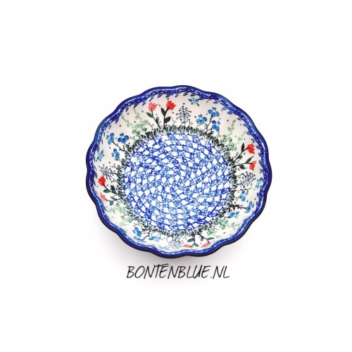 448 Bunzlau Geribbeld schaal S Ø 16 cm decor 