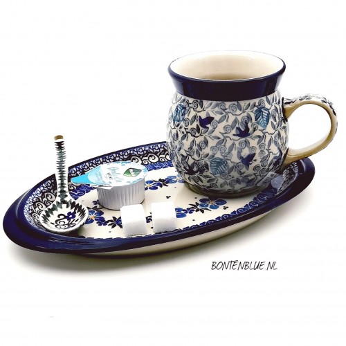 469 Bunzlau Serveerbord voor een mok decor 1820X Vine