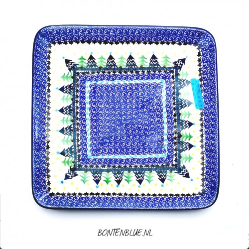 583 Bunzlau Vierkante Serveerschaal L 28 x 28 cm decor 1284X Kerst