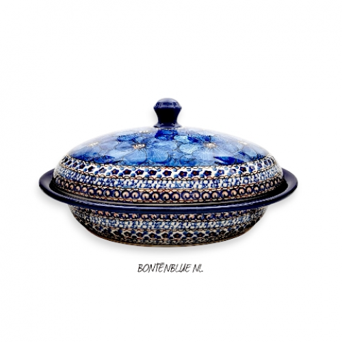 615 Bunzlau Dish with cover Oval L 1,5 Liter decor Unikat 408X