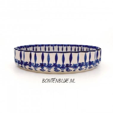637 Bunzlau Quiche schaal L decor Blue Stripes