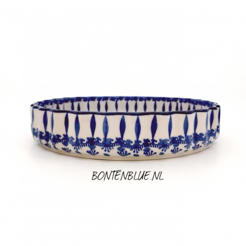 637 Bunzlau Quiche schaal L decor Blue Stripes