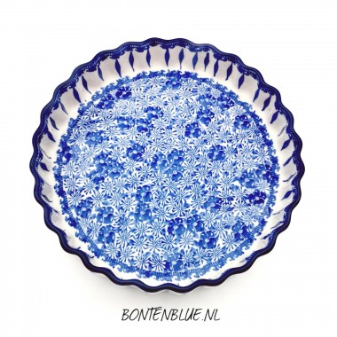637 Bunzlau Quiche schaal L decor Blue Stripes