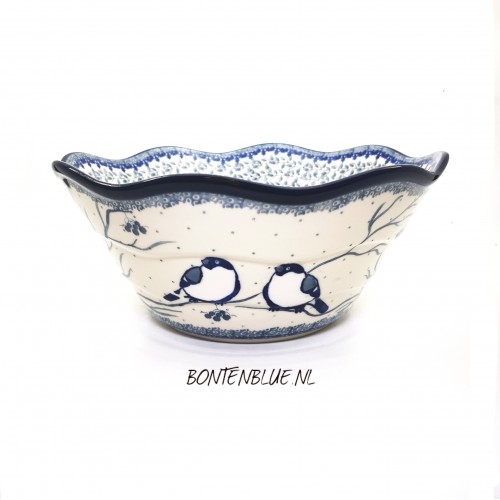 692 Bunzlau Ronde schaal met golvende rand M Ø 26 cm decor Unikat 4830X