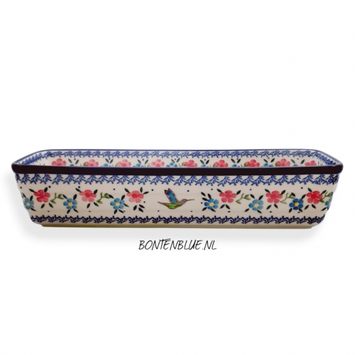 784 Bunzlau lange Ovenschaal/Cake schaal decor 