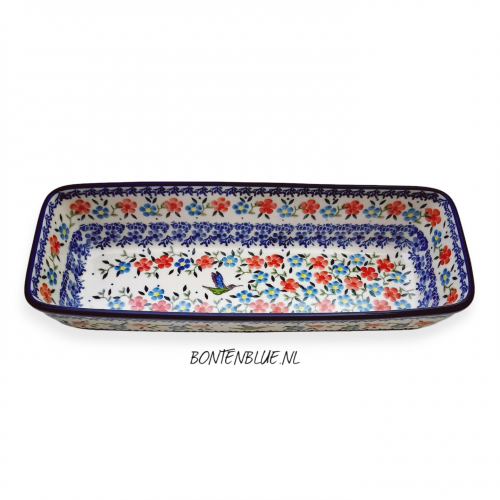 784 Bunzlau lange Ovenschaal/Cake schaal decor 