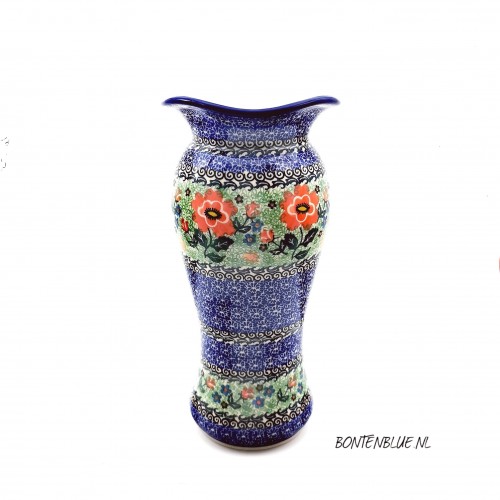 946 Bunzlau Vase L H 28 cm decor Unikat 1596X