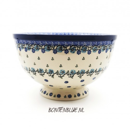 A14 Bunzlau Bowl on foot L Ø 22,5 cm decor 1982X Royal Blue A14 Bunzlau Bowl on foot L Ø 22,5 cm decor 1982X Royal Blue