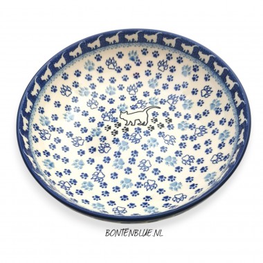 B91 Bunzlau Serveer schaal L Ø 22,5 cm decor 2155X Poes