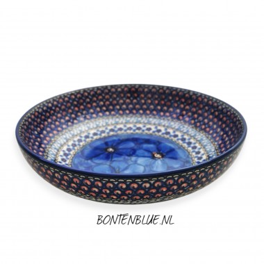 B91 Bunzlau Serveer schaal L Ø 22,5 cm decor Unikat 408X Poppy