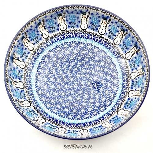 C36 Bunzlau Serveerschaal XL Ø 27,0 cm decor Unikat 1634X Kerst