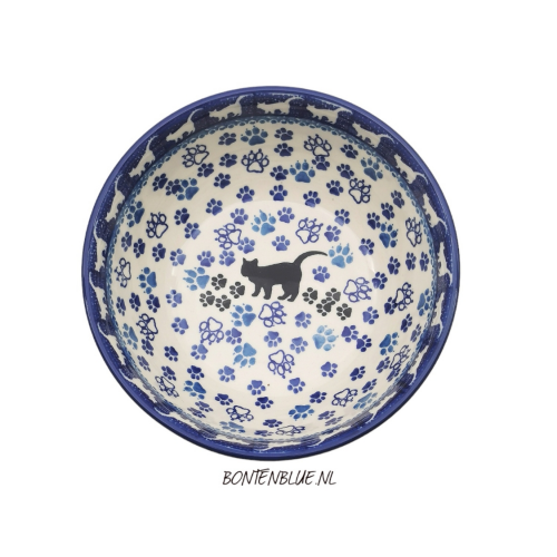 C38 Bunzlau Rijstkom L Ø 16 cm decor 1771X Zwarte Poes