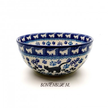 C38 Bunzlau Rijstkom L Ø 16 cm decor 1771X Zwarte Poes