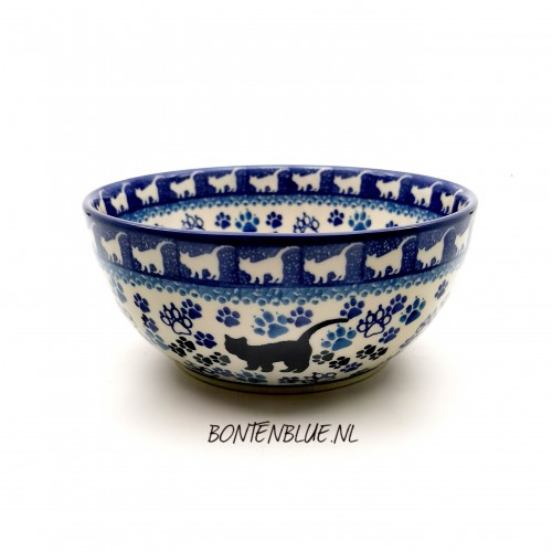 C38 Bunzlau Rijstkom L Ø 16 cm decor 1771X Zwarte Poes
