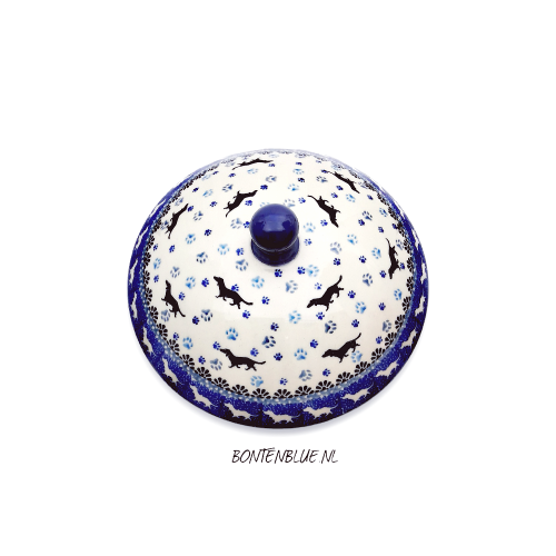 C55 Bunzlau schaal met deksel decor 2151X Teckel